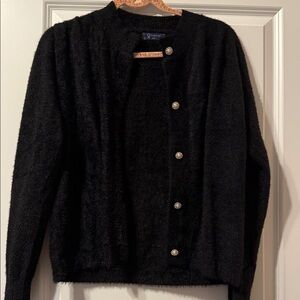 Chic Black Teddy Jacket with Button Detail